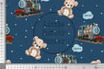 Lade das Bild in den Galerie-Viewer, Supersoft Premium BIO Jersey "Chooo Chooo" navy groß 0,5 m