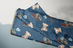 Lade das Bild in den Galerie-Viewer, Supersoft Premium BIO Jersey "Chooo Chooo" navy groß 0,5 m