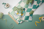 Lade das Bild in den Galerie-Viewer, Supersoft Premium BIO Jersey "Dino Surfing" chess groß 0,5 m
