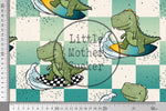 Lade das Bild in den Galerie-Viewer, Supersoft Premium BIO Jersey "Dino Surfing" chess groß 0,5 m