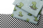 Lade das Bild in den Galerie-Viewer, Webware für Bermudashorts "Dino Surfing" seafoam 0,5 m