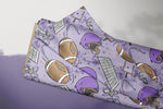 Lade das Bild in den Galerie-Viewer, Supersoft Premium BIO French Terry "Footballs" purple groß 0,5 m