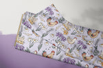 Lade das Bild in den Galerie-Viewer, Supersoft Premium BIO Jersey "Hühnertag" lila groß 0,5 m Lager