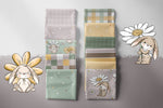 Lade das Bild in den Galerie-Viewer, Supersoft Premium BIO Jersey "Margeritenhäschen neutral" Hase grün groß 0,5 m