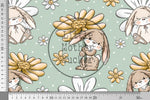 Lade das Bild in den Galerie-Viewer, Supersoft Premium BIO Jersey "Margeritenhäschen neutral" Hase grün groß 0,5 m