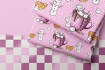 Lade das Bild in den Galerie-Viewer, Supersoft Premium BIO French Terry "Marshies" pink Tassen klein 0,5 m