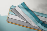 Lade das Bild in den Galerie-Viewer, Supersoft Premium BIO French Terry "ABCDEFG" Kombi Streifen Teal 0,5 m