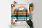 Lade das Bild in den Galerie-Viewer, Supersoft Premium BIO French Terry "ABCDEFG" Kombi Streifen Teal 0,5 m