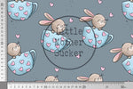 Lade das Bild in den Galerie-Viewer, Supersoft Premium French Terry "Tassenhase" blau groß 0,9 m Rest