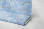 Lade das Bild in den Galerie-Viewer, Premium BIO French Terry "Jeansoptik" Schleifchen Light Blue klein 0,1 m