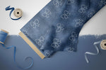 Lade das Bild in den Galerie-Viewer, Premium BIO French Terry "Jeansoptik" Schleifchen True Denim klein 0,1 m