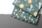 Lade das Bild in den Galerie-Viewer, Supersoft Premium BIO French Terry "Wolfie and Moon" groß 0,5 m