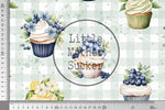 Lade das Bild in den Galerie-Viewer, BIO Baumwoll Webware "Cupcakes Blueberry" gingham sage 0,5 m