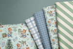 Lade das Bild in den Galerie-Viewer, Supersoft Premium BIO French Terry "Weihnachtsmäuschen blau" Grid 0,5 m