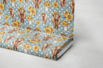 Lade das Bild in den Galerie-Viewer, Premium BIO Jersey "Sunflower Highland Cows" dotted 0,5 m