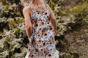 Frottee Jersey "Sonnenblumen" weiß 0,5 m
