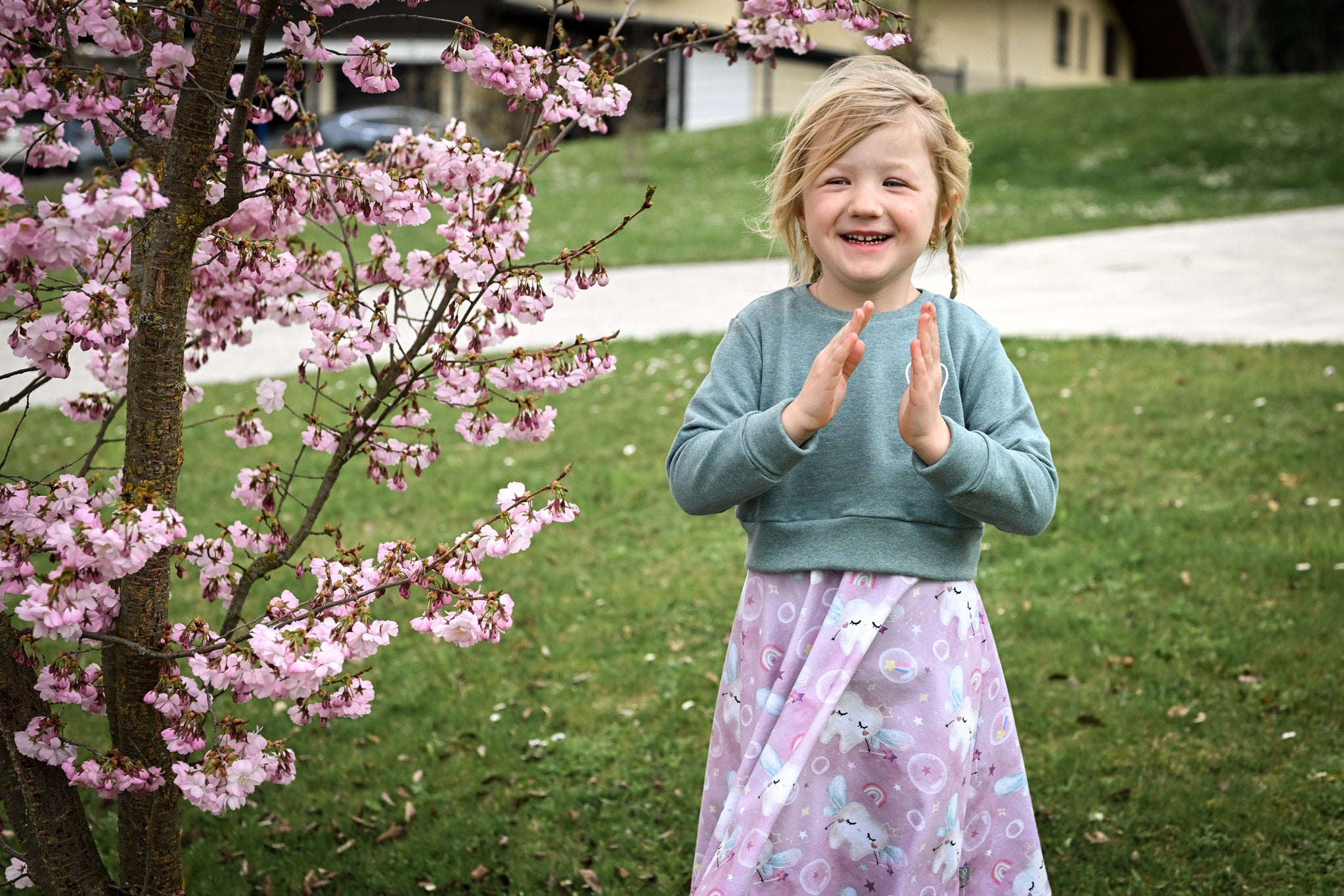 Frottee Jersey "Zahnfee" dusky blue 0,5 m Lager