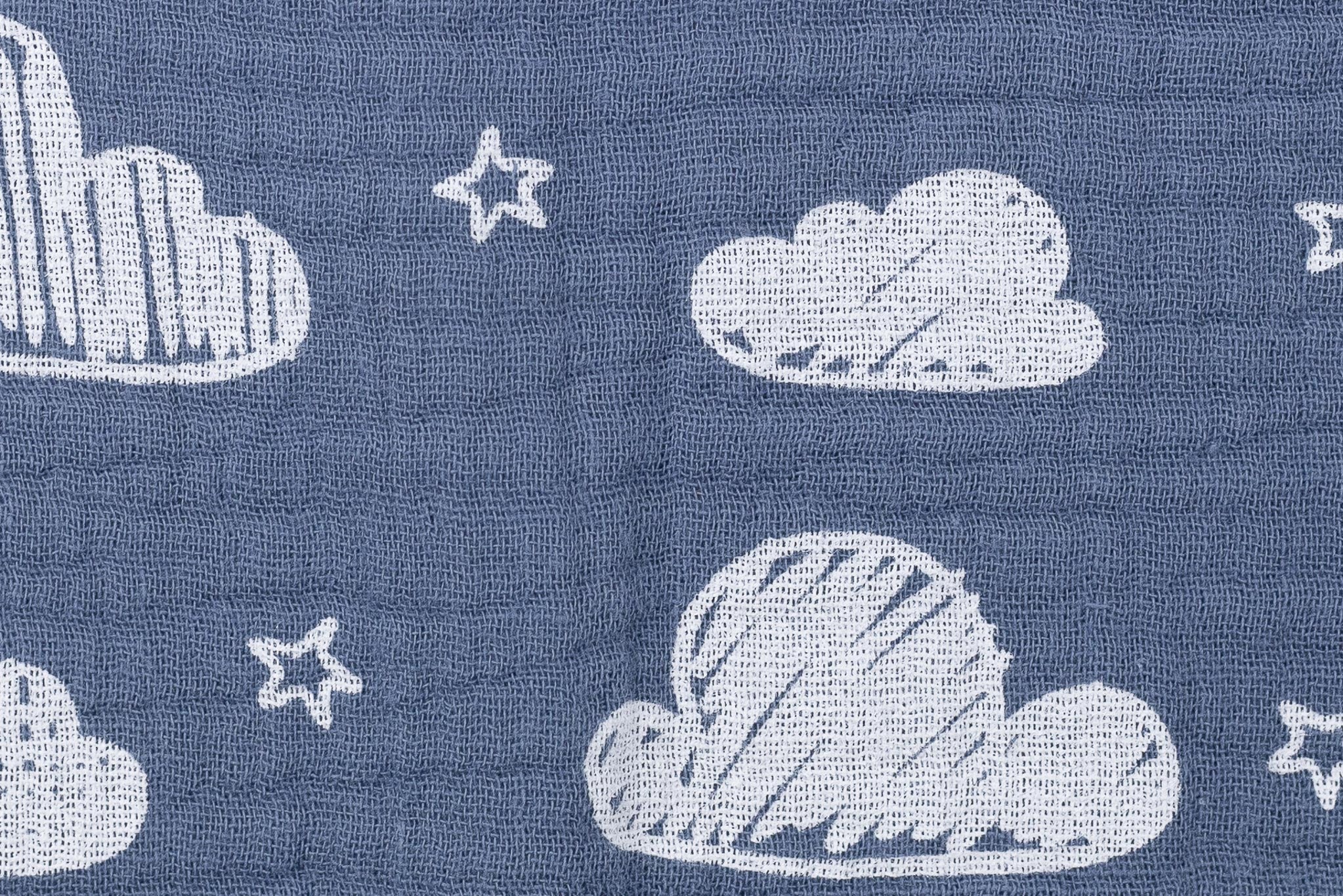 Musselin Rauchblau Wolken 0,5 m ABVERKAUF