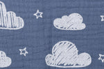 Lade das Bild in den Galerie-Viewer, Musselin Rauchblau Wolken 0,5 m ABVERKAUF
