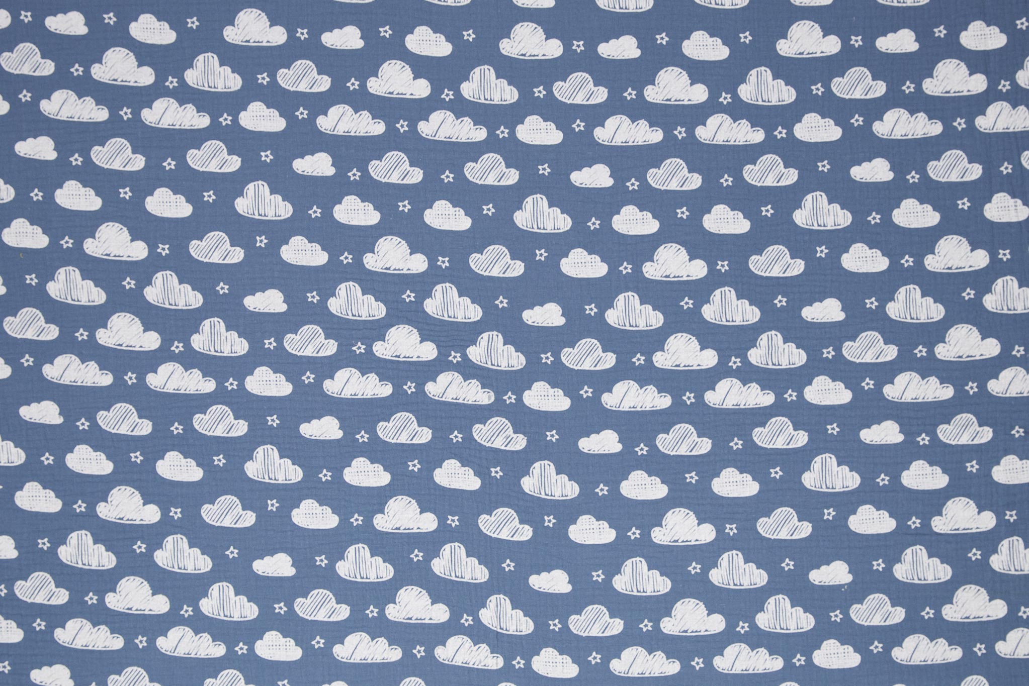Musselin Rauchblau Wolken 0,5 m ABVERKAUF
