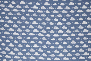 Musselin Rauchblau Wolken 0,5 m ABVERKAUF