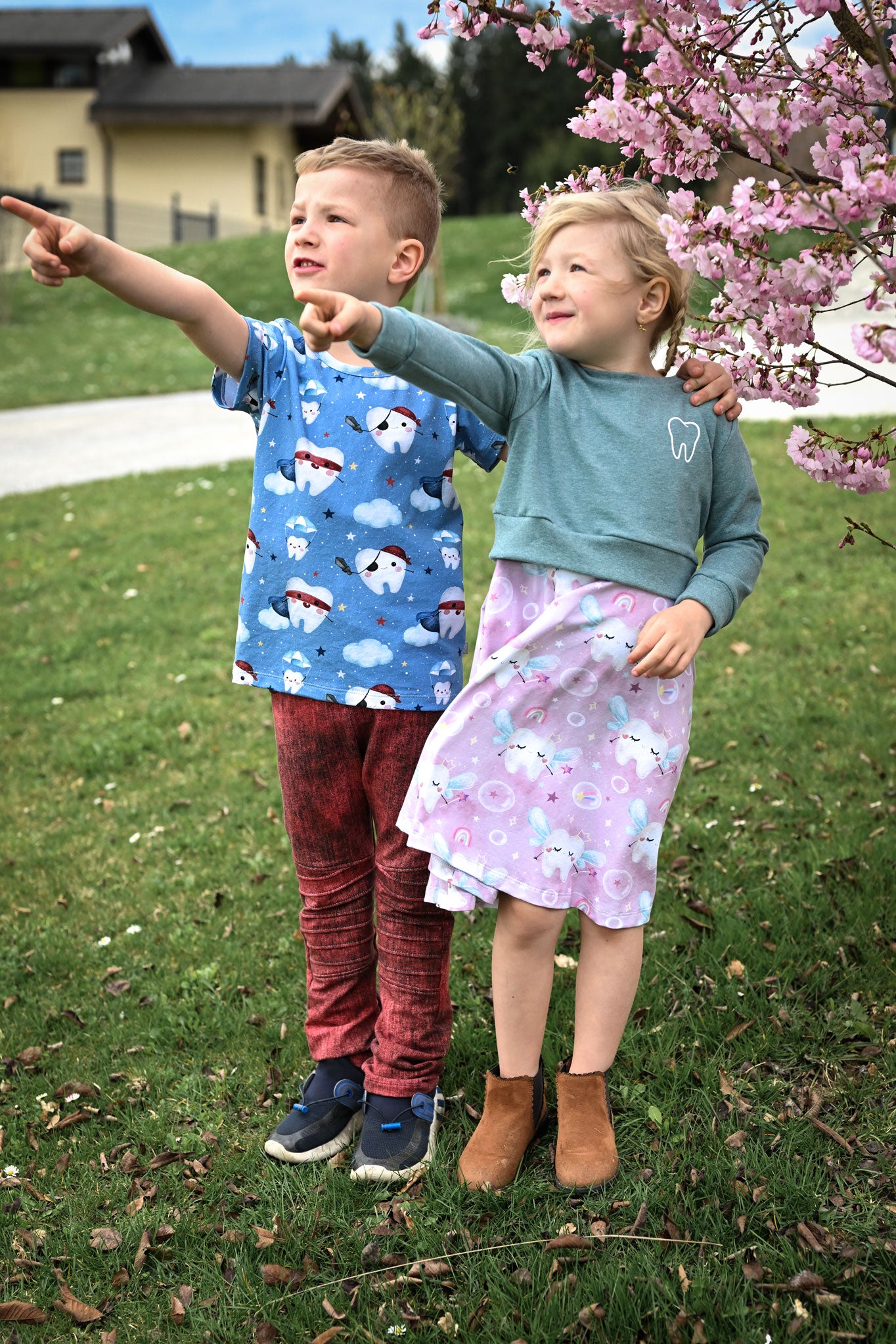 Frottee Jersey "Zahnfee" dusky blue 0,5 m Lager