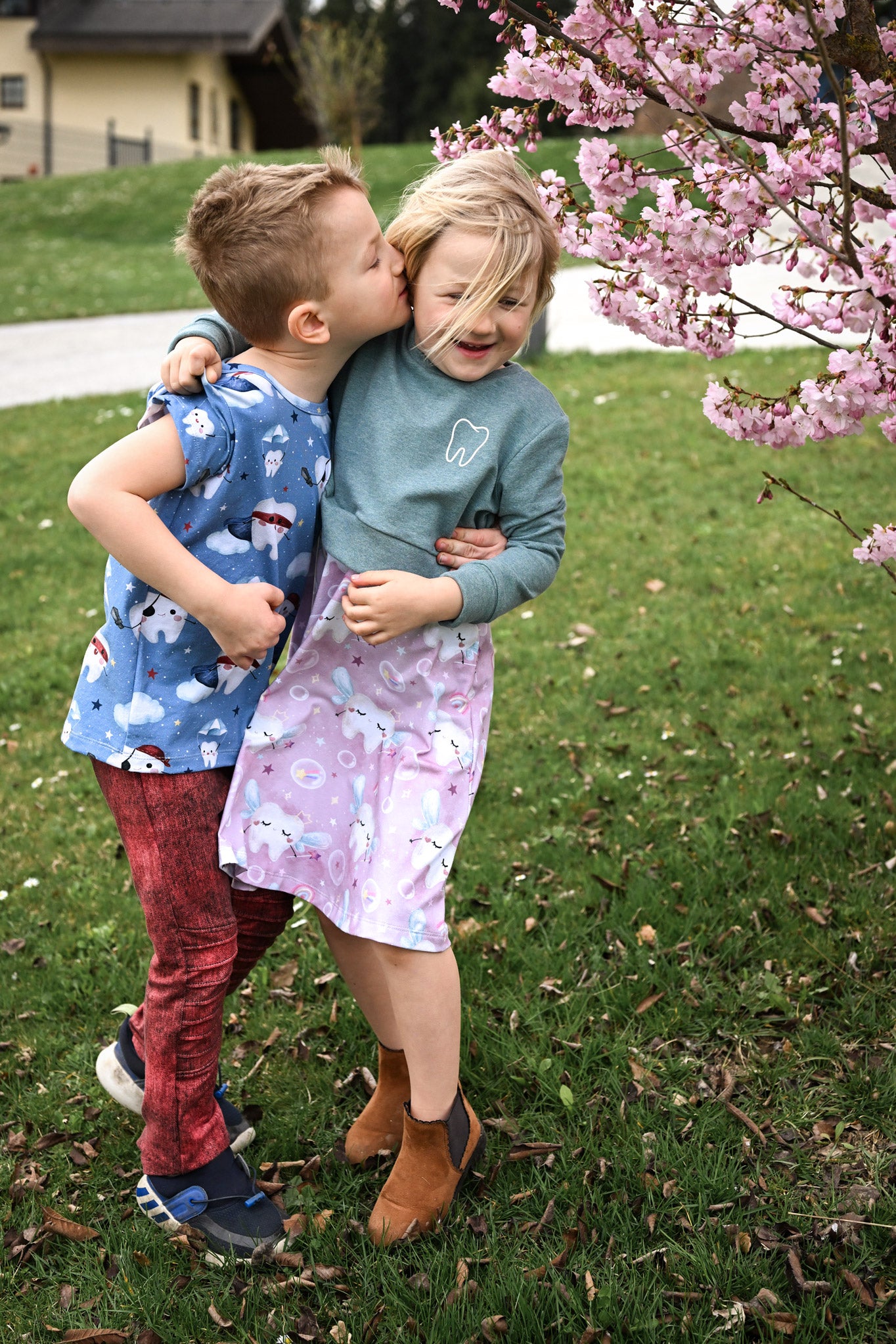 Frottee Jersey "Zahnfee" dusky blue 0,5 m Lager