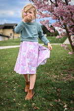 Lade das Bild in den Galerie-Viewer, Frottee Jersey &quot;Zahnfee&quot; dusky blue 0,5 m Lager
