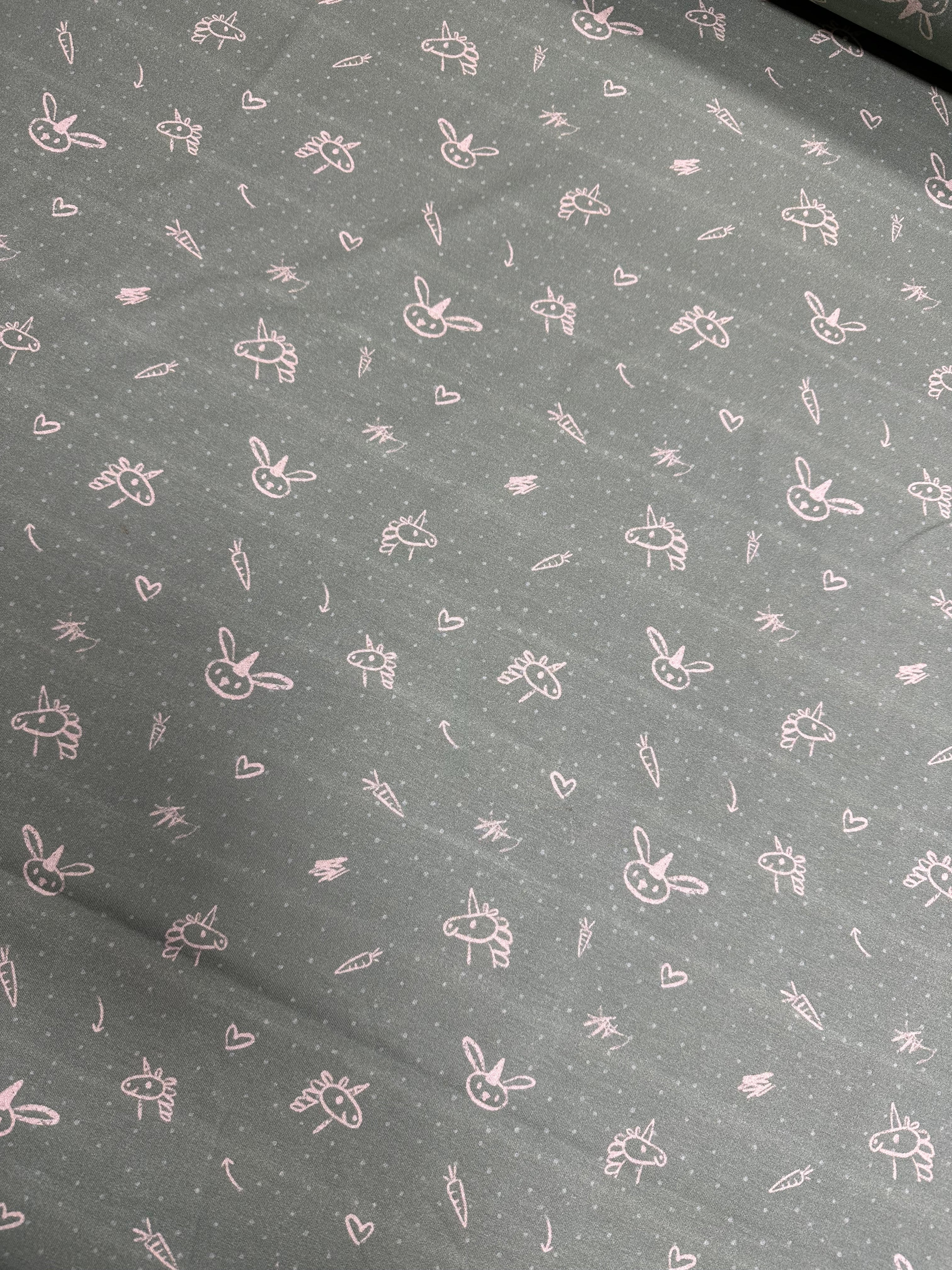 Supersoft Premium French Terry "Einhorn Hase" Kombi 0,5 m B-Ware