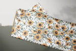 Lade das Bild in den Galerie-Viewer, Supersoft Premium BIO French Terry "Sonnenblumen" white 0,5 m

