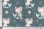 Lade das Bild in den Galerie-Viewer, Premium BIO Jersey &quot;Coral Cat&quot; seagreen groß 0,5 m
