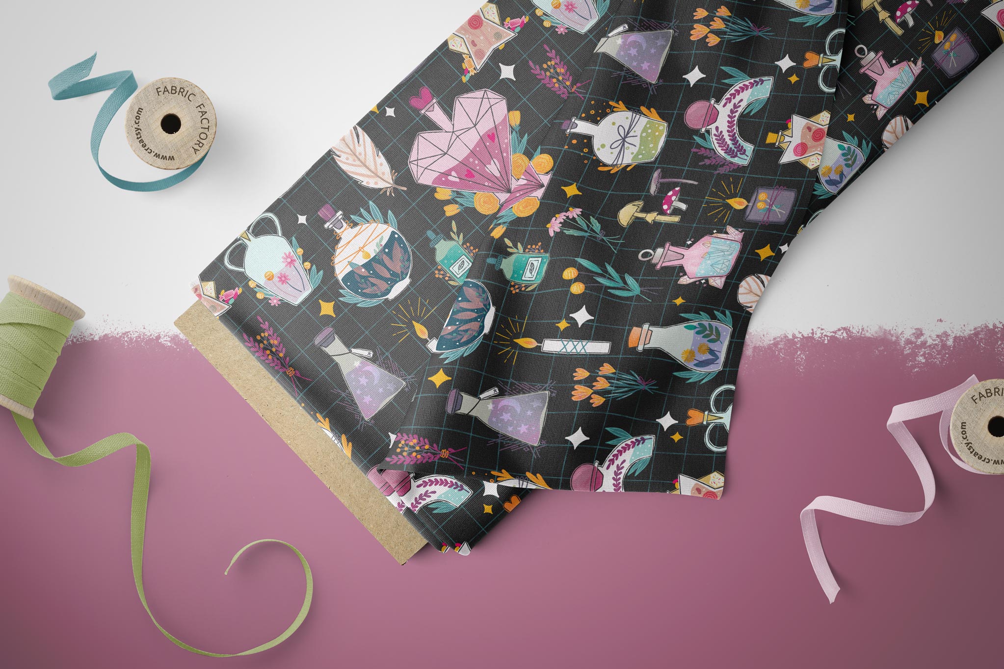 Supersoft Premium BIO French Terry "Potions" Chalkboard 0,5 m BREIT