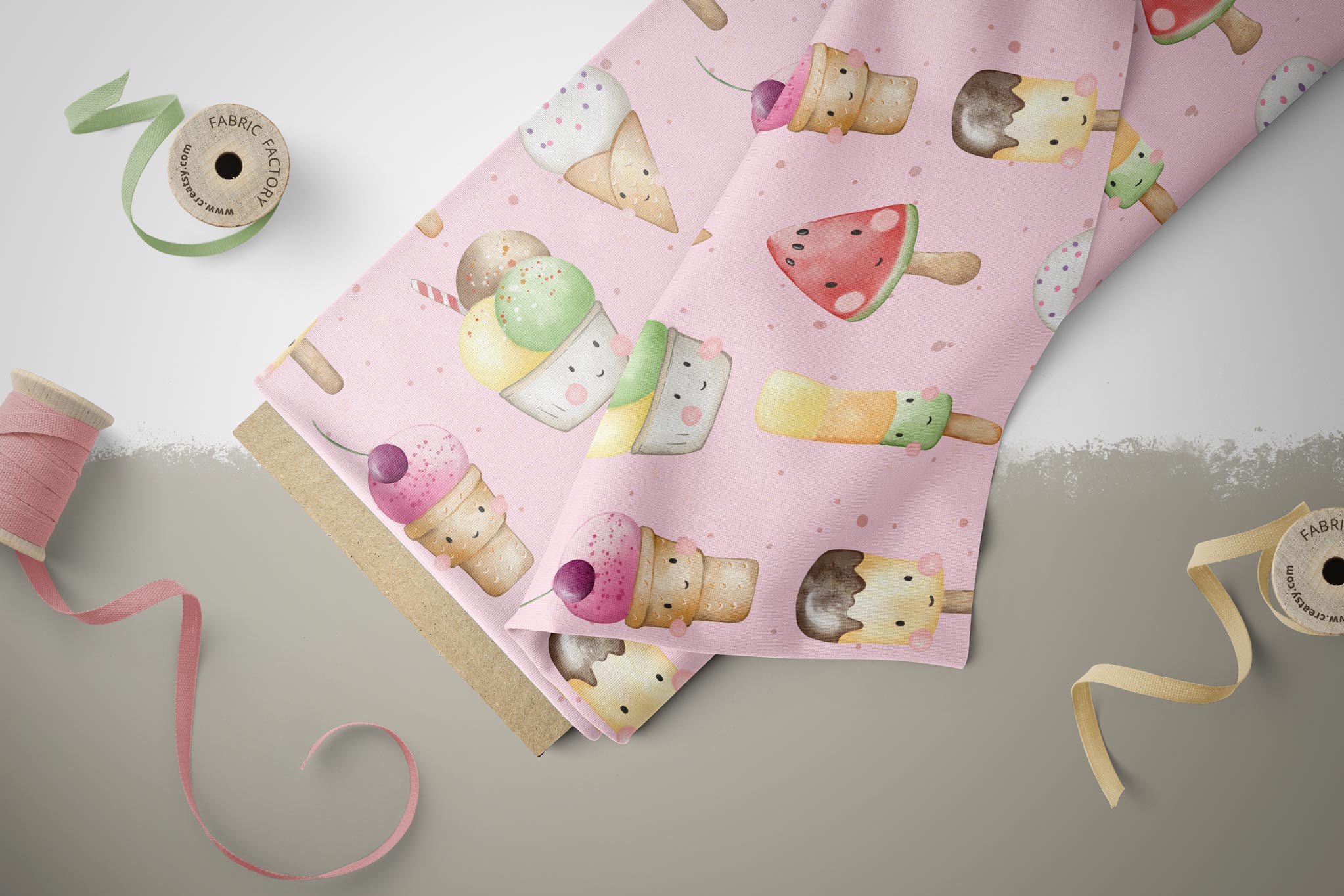 Frottee Jersey "Happy Ice Cream" COLLECTION 0,5 m Lager