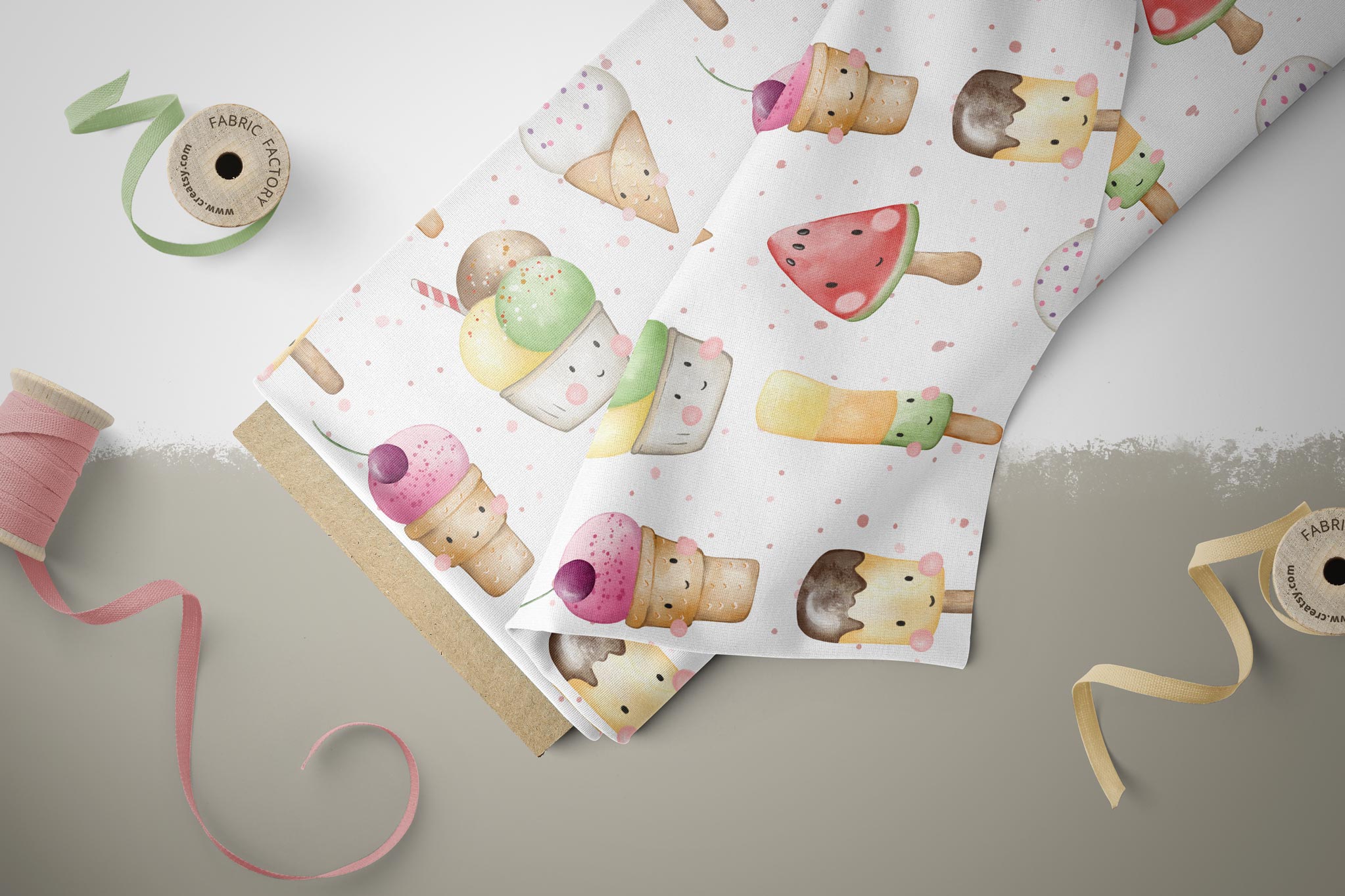 Frottee Jersey "Happy Ice Cream" COLLECTION 0,5 m Lager