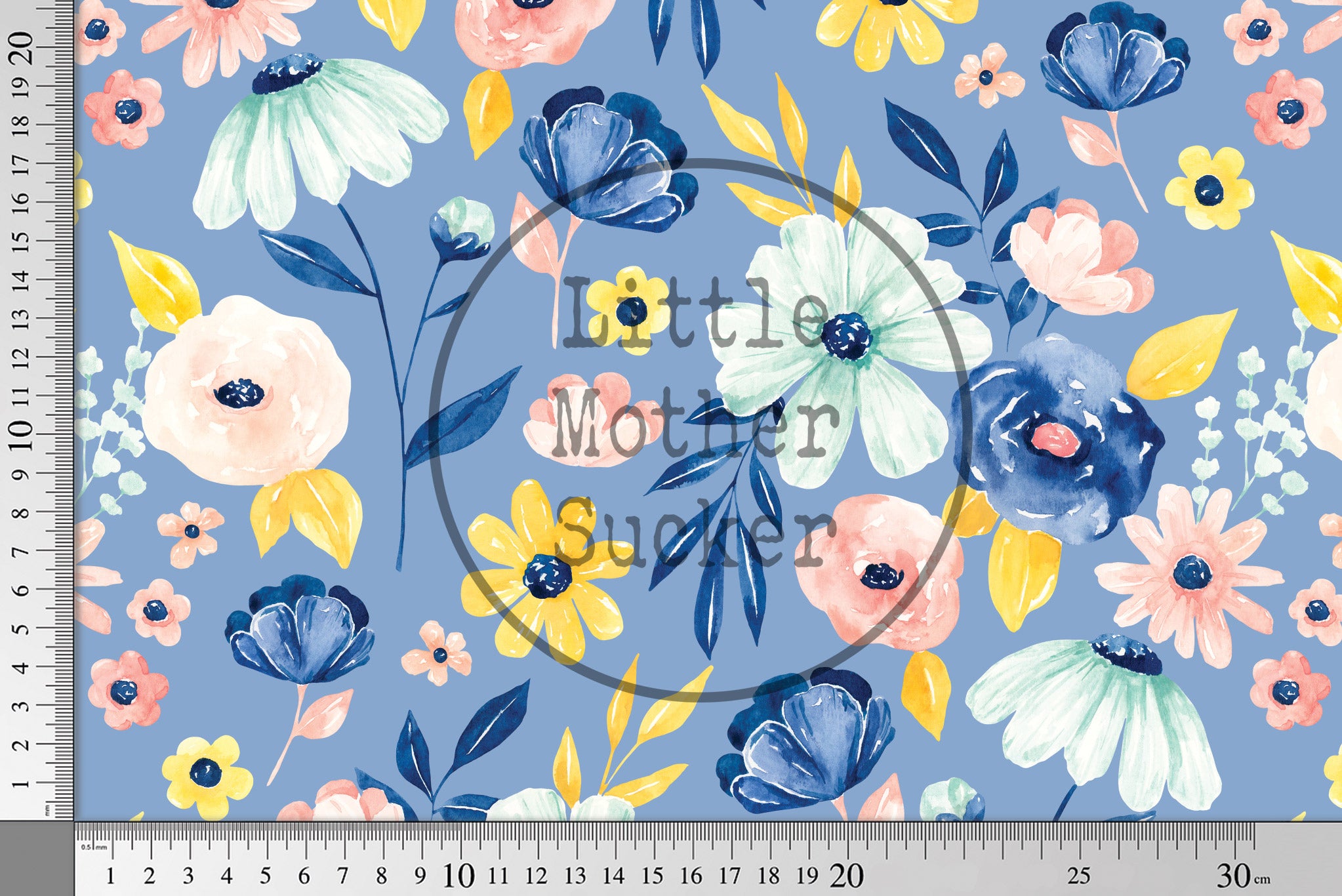 Supersoft Premium BIO Jersey "Eliza" Floral Periwinkle 0,5 m