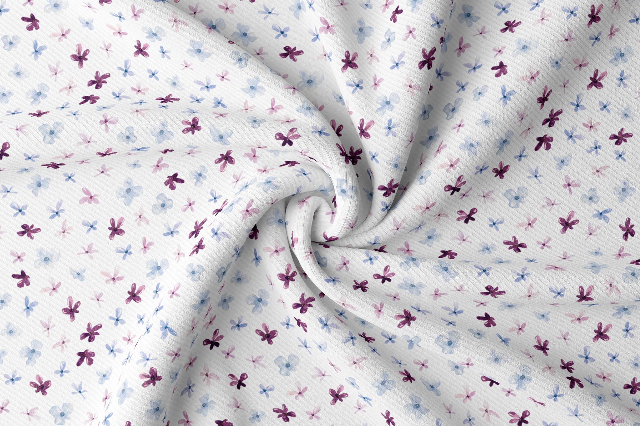 Premium BIO Ripp Jersey "Wildflower Fields" Ditzy Floral white 0,5 m