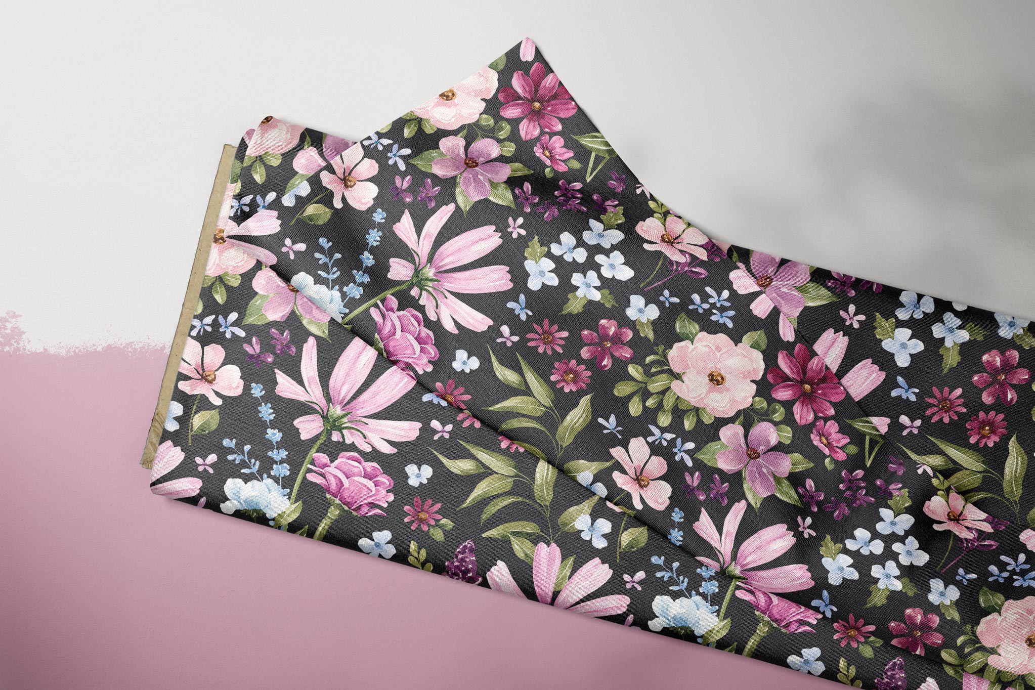 Supersoft Premium BIO Jersey "Wildflower Fields" Floral black 0,5 m