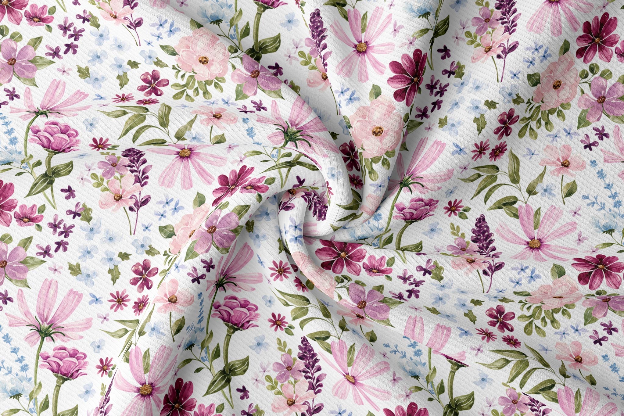 Premium BIO Ripp Jersey "Wildflower Fields" Floral white 0,5 m