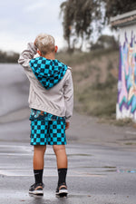 Lade das Bild in den Galerie-Viewer, Supersoft Premium Jersey &quot;Chill Time&quot; boy Karo teal 0,5 m
