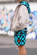 Lade das Bild in den Galerie-Viewer, Supersoft Premium Jersey &quot;Chill Time&quot; boy Karo teal 0,5 m
