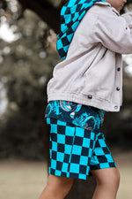 Lade das Bild in den Galerie-Viewer, Supersoft Premium Jersey &quot;Chill Time&quot; boy Karo teal 0,5 m
