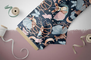 Supersoft Premium French Terry "Fluttering Deer" midnight 0,5 m