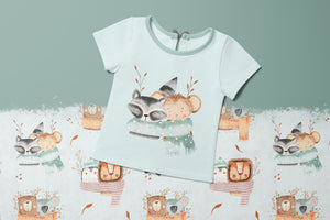 Bügelbild "Wrap Collection" Waschbär und Affe