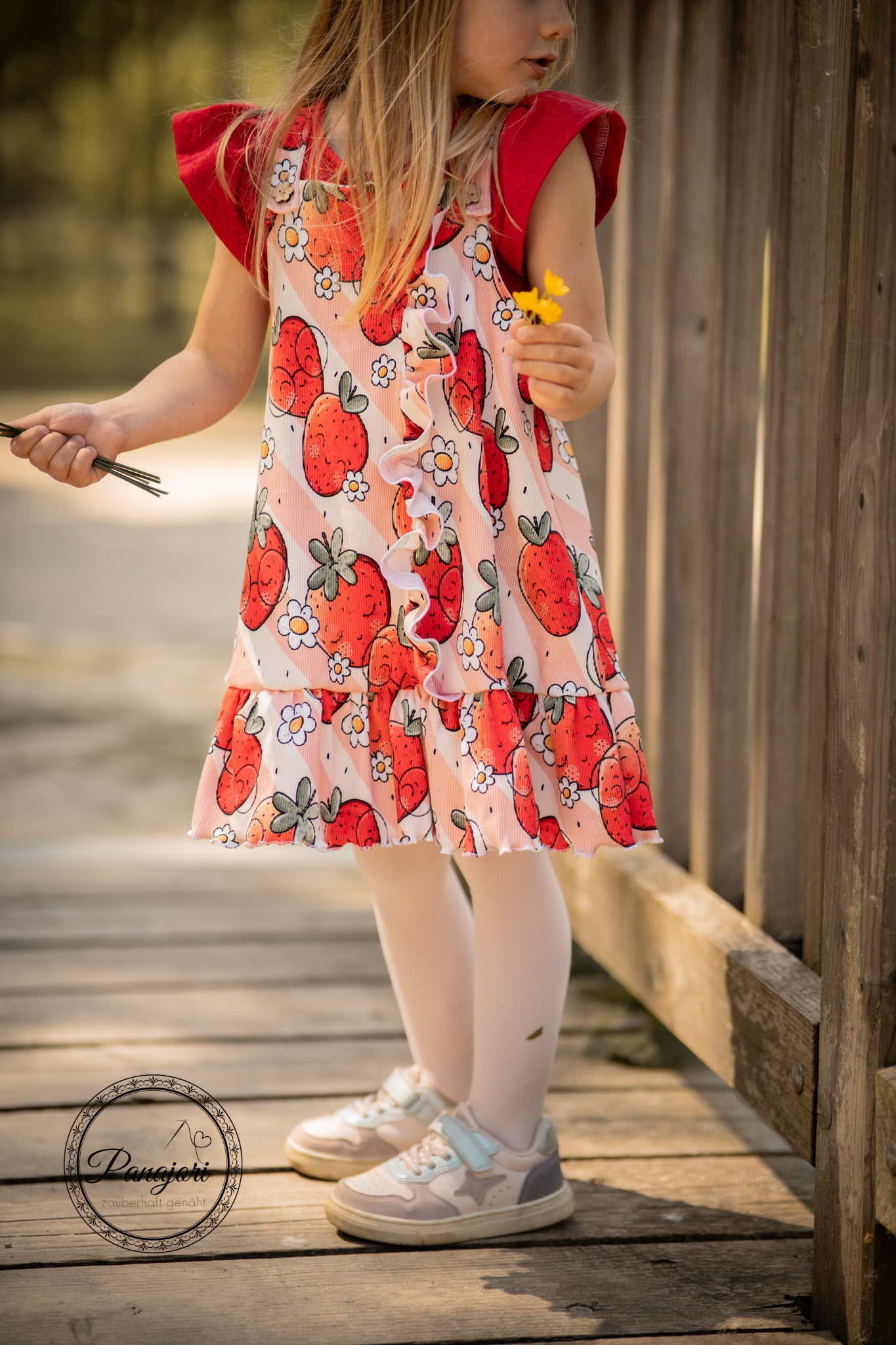 Premium BIO Ripp Jersey "Erdbeerblümchen" 0,5 m groß