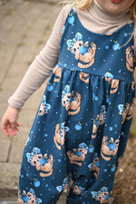 Lade das Bild in den Galerie-Viewer, Supersoft Premium BIO Jersey "Heidelbeerkätzchen" navy groß 0,5 m
