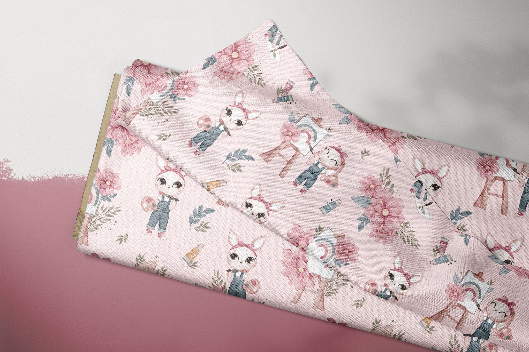 Supersoft Premium BIO Jersey "Artist Bunny" pink 0,5 m