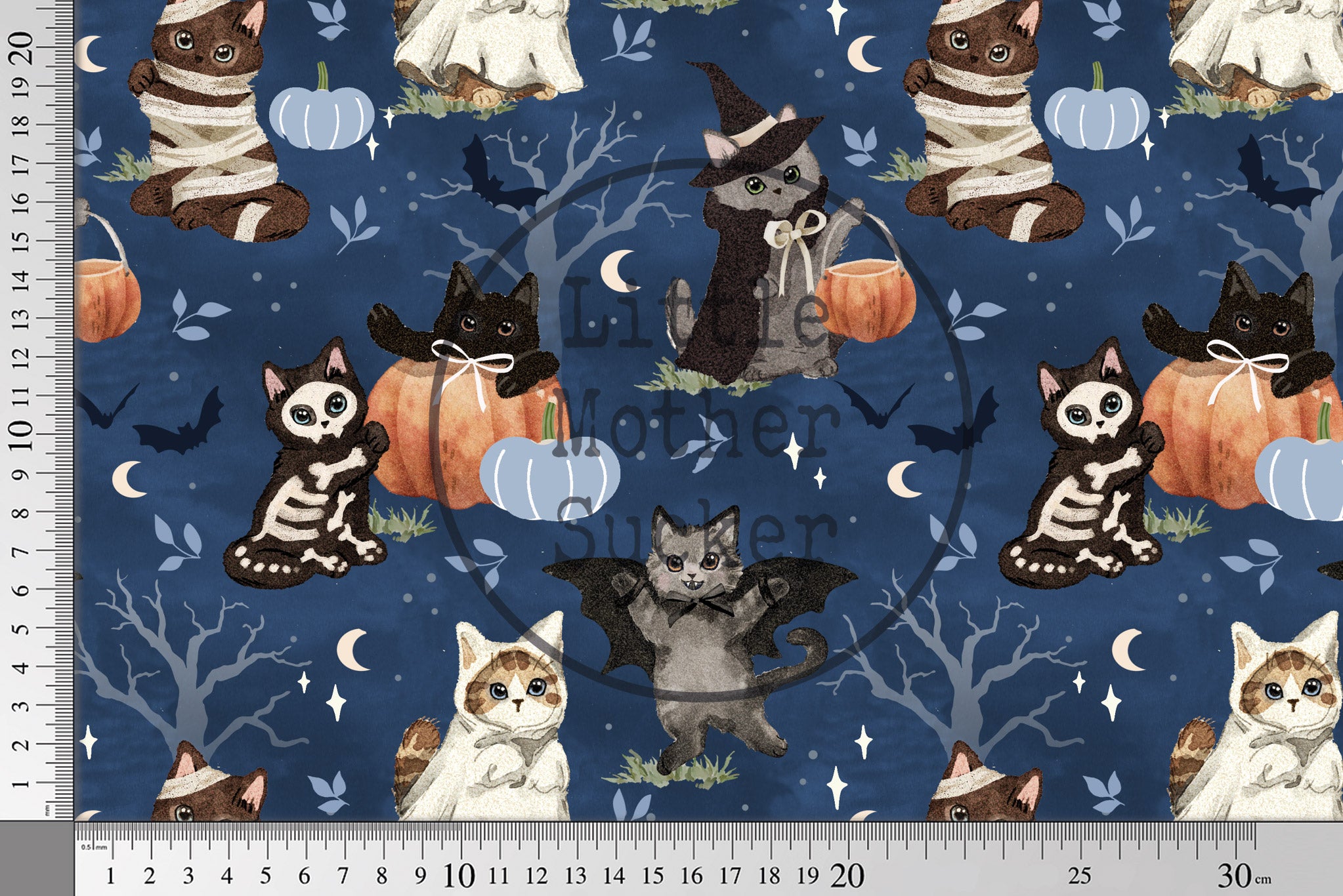 Supersoft Premium French Terry "Halloween Kitty" Night 0,5 m