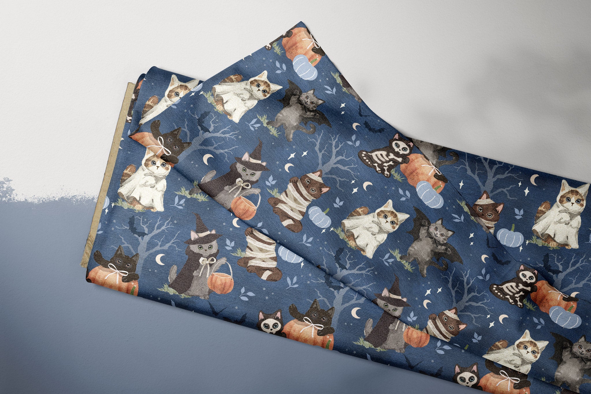 Supersoft Premium French Terry "Halloween Kitty" Night 0,5 m