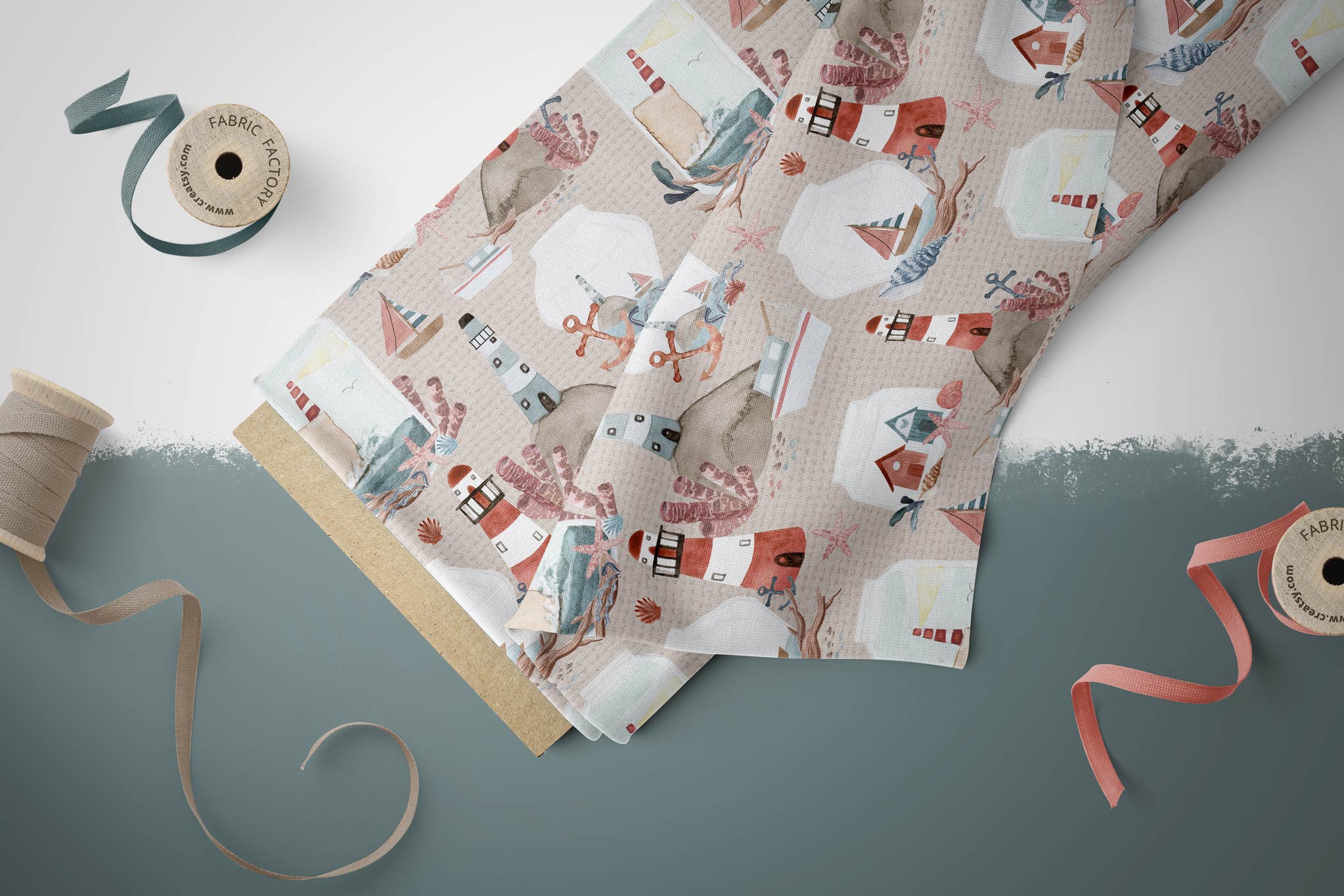 Webware für Bermudashorts "Marine Dreams" Lighthouses 0,5m