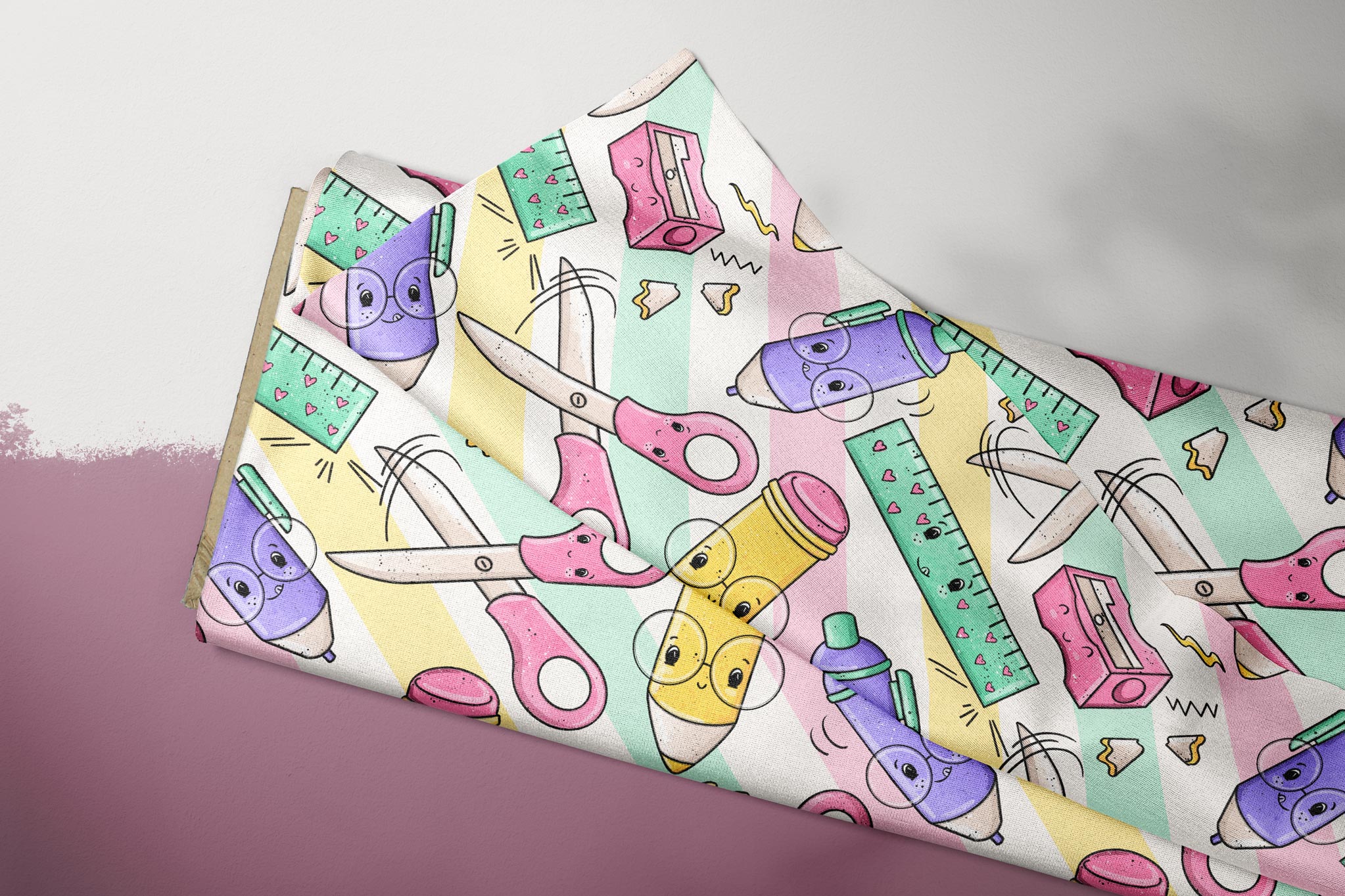 Supersoft Premium French Terry "ABCDEFG" Schreibzeug Streifen groß 0,5 m